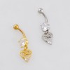MULTI CZ LOVE LETTER ROUND CZ DANGLE CZ BELLY BUTTON NAVEL RING 316L SURGICAL STEEL 